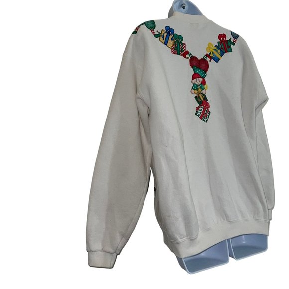 Vintage Hand Designed Cardigan Sweatshirt Womens M Christmas Holiday Well Worn - Picture 9 of 12